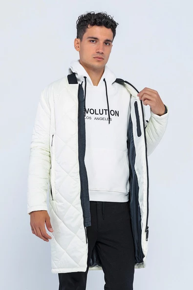 Erkek Regular Fit Kışlık Çok Cepli Çift Yön Fermuarlı Bomber Yaka Uzun Kapitone Şişme Mont - Resim 10