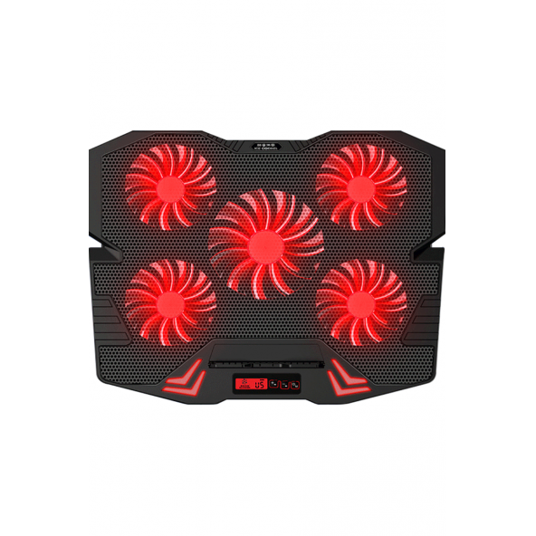 Rampage Mistral S45 Kırmızı Led 5Fan Yükseklik Ayarlı LCD Notebook Soğutucu Laptop Soğutucu 12/17 ürün görseli 1