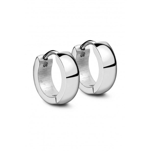 DESİNGSHOP Unisex Geniş Erkek Çelik Küpe Çifti Gümüş Renk 6mm dsty64 ürün görseli 1