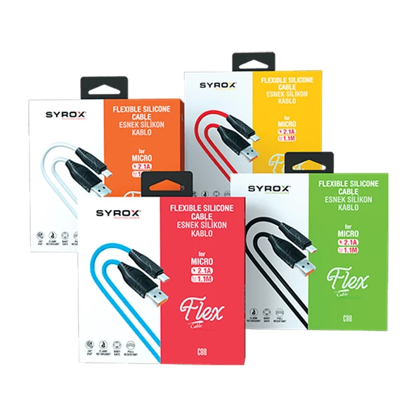 Syrox C98 Micro USB Flex Silikon Data/Şarj Kablosu 2.1A 1.1mt - Resim 10