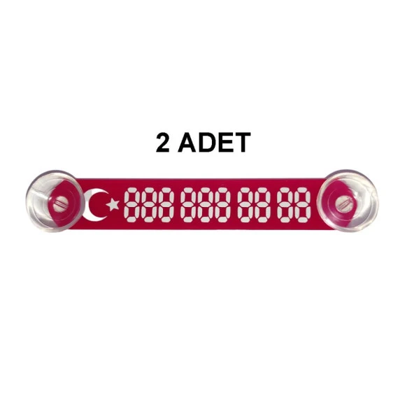 2 ADET Kırmızı-Beyaz Ay Yıldız Araç Park Telefon Numaratörü Tel No Gösterici Numaratik YDNMR211 ürün görseli 1