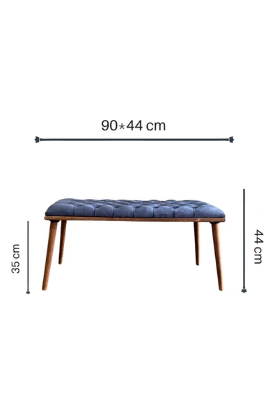 DTM HOME Antrasit Mavi Kapitone Bench Puf - Resim 3