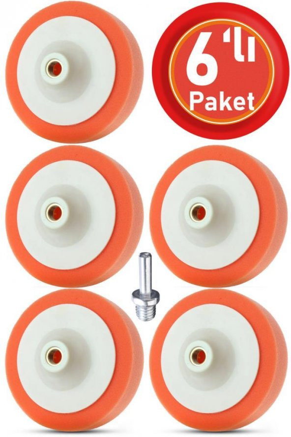 Bondit Turuncu Oto Pasta Cila Parlatma Polisaj Süngeri 150mm 6 Lı Paket ürün görseli 1