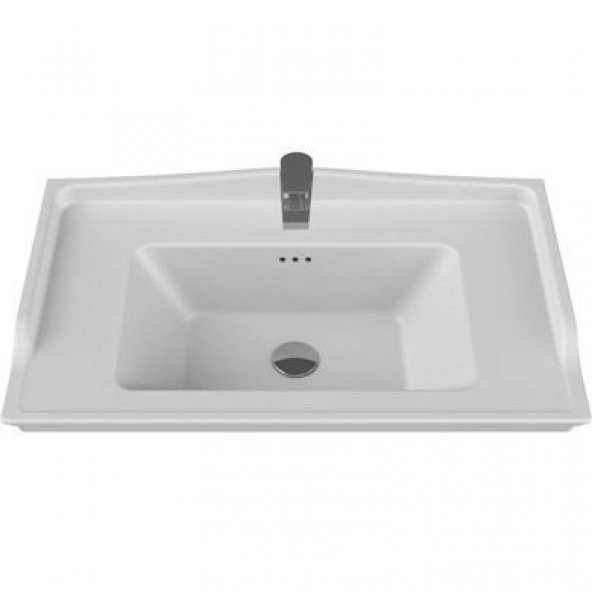 Turkuaz Cerastyle Kapadokya Etajer Uyum Damlalıklı Lavabo 80x48cm ürün görseli 1