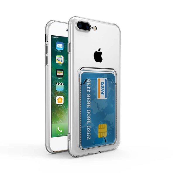 Gpack Apple iPhone 7 Plus Kılıf 1 Adet Kartlıklı Şeffaf Silikon Kamera Korumalı ürün görseli 1