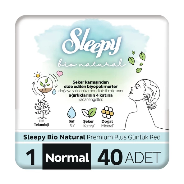 Sleepy Bio Natural Premium Plus Günlük Ped Normal 40 Adet Ped ürün görseli 1