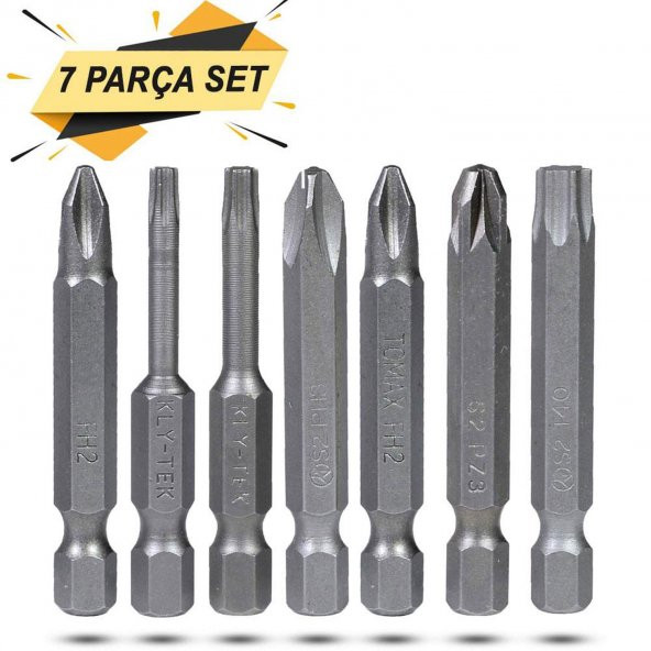 Matkap Bits Uç Vidalama Ucu Düz Yıldız Torx Uç (7 PARÇA) - Resim 2