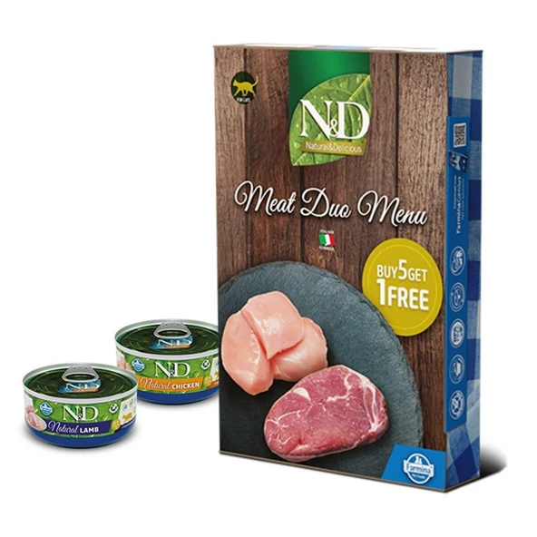 N&D Tahılsız Kuzu Etli Kedi Konservesi 6x70gr ürün görseli 1