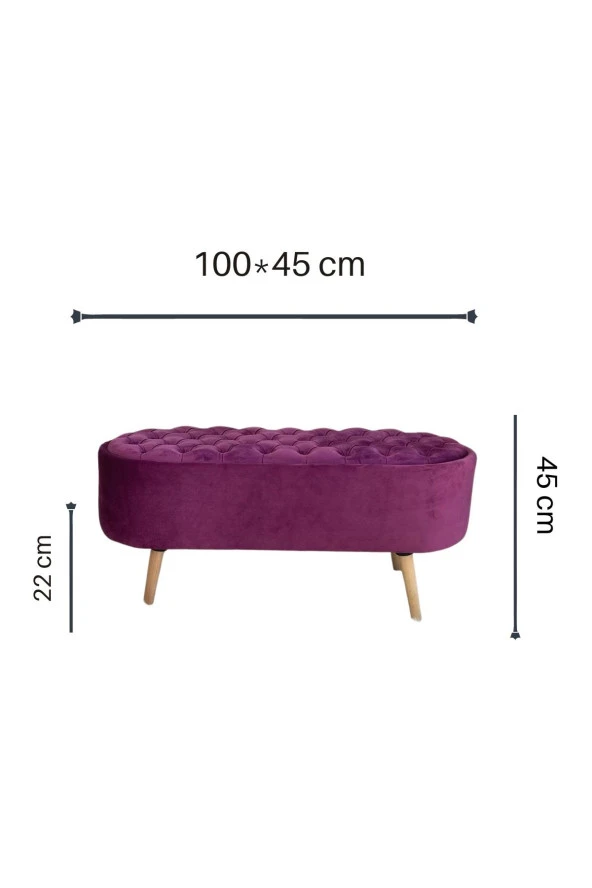 DTM HOME Mor  Kapitone Bench Puf - Resim 2