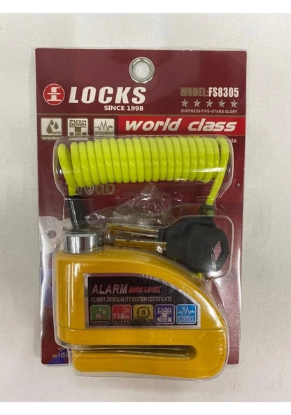 Class Locks 110 Db Sarı Alarmlı Disk Kilidi (hatırlatıcı Kablo Hediye) ürün görseli 1