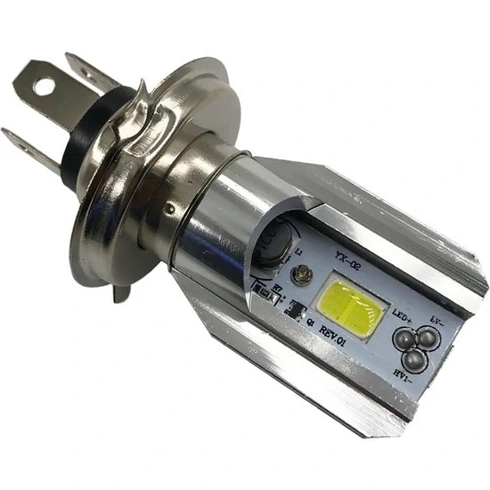 H4 BA20D Dc 12V 6500K Cob LED Motosiklet Beyaz Işın Far Ampul ürün görseli 1