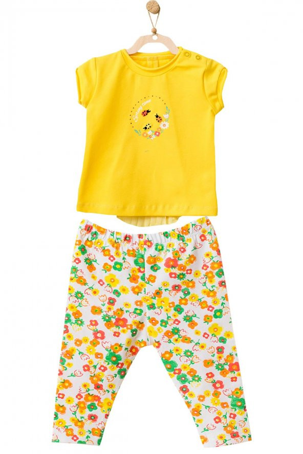 Andywawa Kız Bebek Çiçek Motifli Çok Renkli Alt Üst Takım AC21834R ürün görseli 1