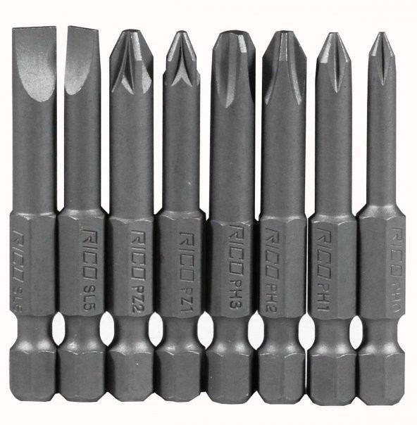 Rico 005-KK1130 Yıldız Düz Bits Uç Seti PH+PZ+SL 8 Parça 50 mm ürün görseli 1