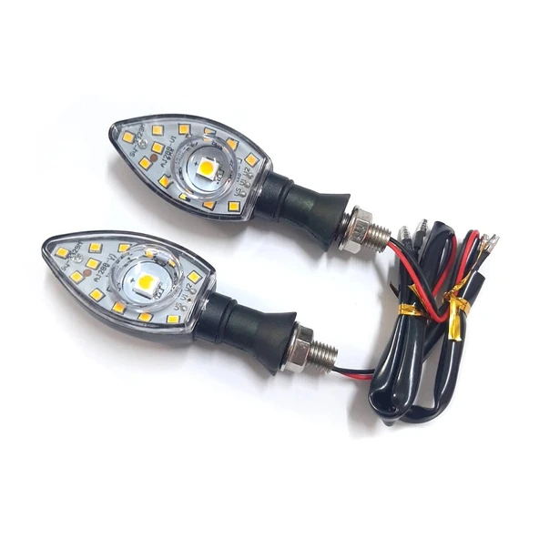 MOTOSİKLET ÜNİVERSAL LED SİNYAL BEYAZ CAMLI MERCEKLİ ürün görseli 1