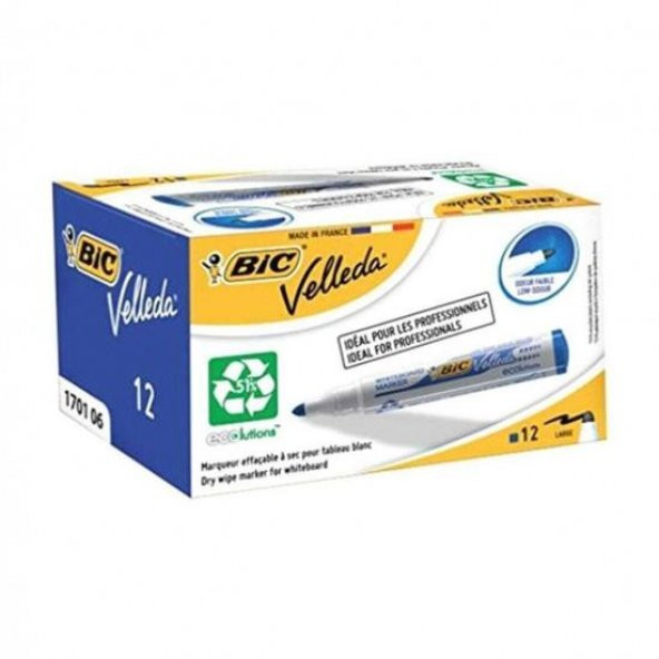 BIC VELLEDA 1701 BOARD MARKER  MAVI 12LI KUTU ürün görseli 1