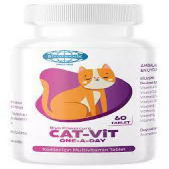 Biyo Powercure Cat -Vit 60 Tablet (Kediler için vitamin) ürün görseli 1