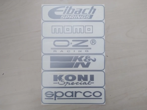 AYNA ALTI SPORT YAZI SETİ STİCKER GRİ 27x17cm (6 PARÇALI) SPARCO MOMO OZ RACİNG ETİKETİ ÇIKARTMASI ürün görseli 1