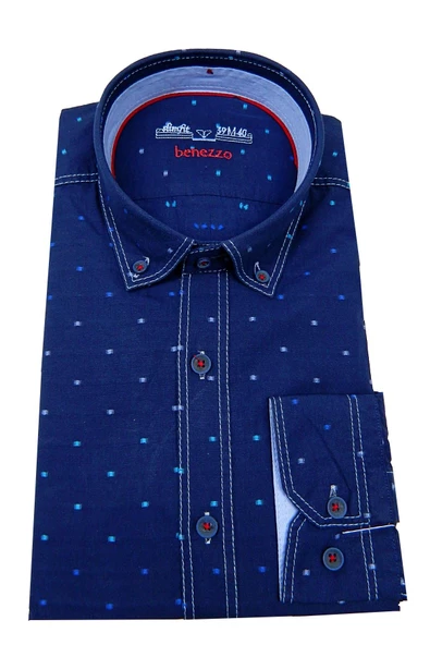 Erkek Slim Fit Puantiye Gömlek 59216 ürün görseli 1