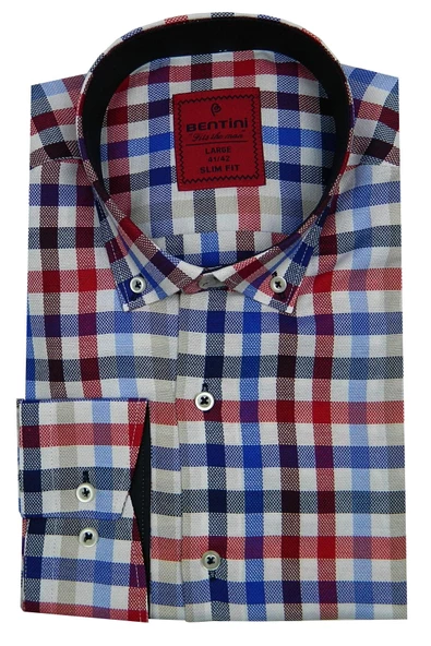 Erkek Slim Fit Ekose Gömlek Bgl-st00089 ürün görseli 1