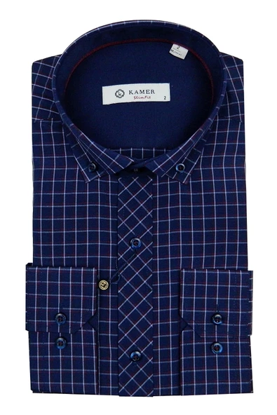 Erkek Slim Fit Gömlek Ekose 9451 009451 ürün görseli 1