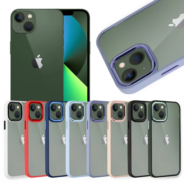 iPhone 13 Kılıf Luna Lens Kamera Çerçeveli Silikon Kapak ürün görseli 1