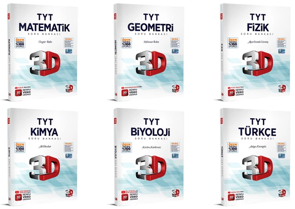 3D Yayınları TYT Tüm Dersler Soru Bankası Seti 6 Kitap Bir Arada ürün görseli 1