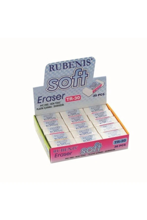 Rubenis Silgi Soft Beyaz Yumuşak Öğrenci Silgisi 30 Lu ürün görseli 1