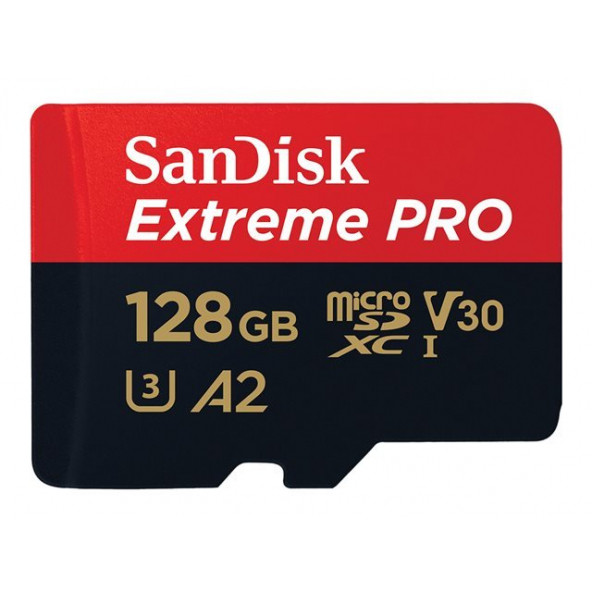 SanDisk Extreme Pro 128GB 200/90MB/s microSDXC UHS-I A2 V30 Adaptörlü Hafıza Kartı SDSQXCD-128G-GN6MA ürün görseli 1
