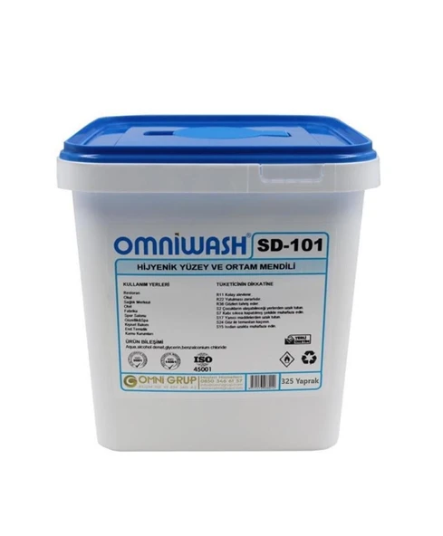 Omniwash SD-101 Hijyenik Yüzey ve Ortam Temizleme Mendili 325 Yaprak ürün görseli 1