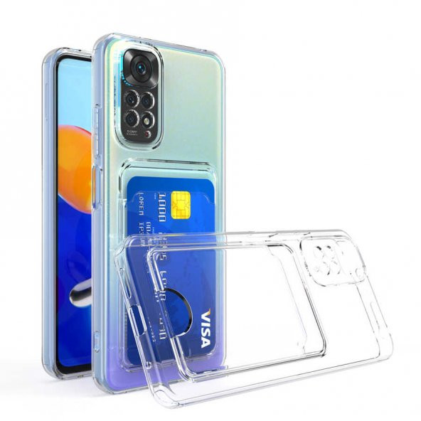 Xiaomi Redmi Note 11 Pro 5G Kılıf Kartlıklı Şeffaf Card Holder Clear Silikon Kapak ürün görseli 1