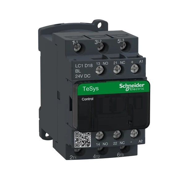 Schneider LC1D18BL, 18 Amper, 7.5 kW, Güç Kontaktörü, 24 Volt DC, 3 Kutuplu, 1NA+1NK ürün görseli 1