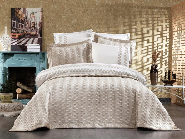 Dolce Lüx Nakışlı Çeyiz Paketi 9 Parça Cappucino ürün görseli 1