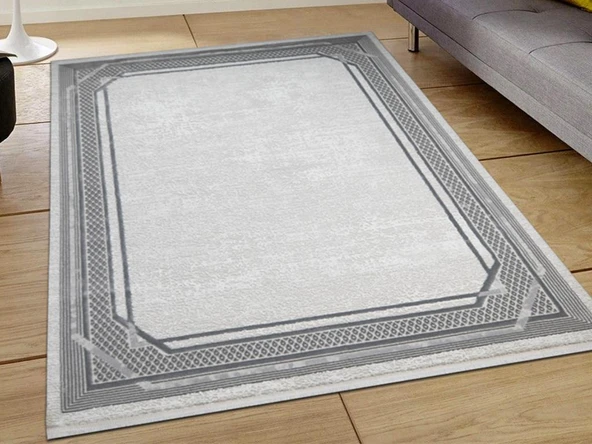Asel Clasic Gri Bej Dikdörtgen Halı 160x230cm ürün görseli 1