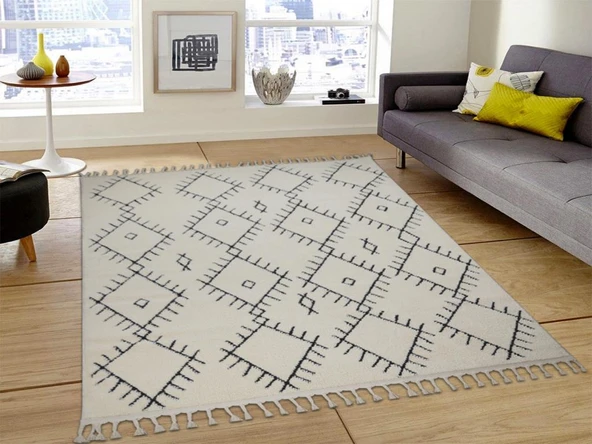 Life Antrasit Krem Dikdörtgen Halı 160x230cm ürün görseli 1