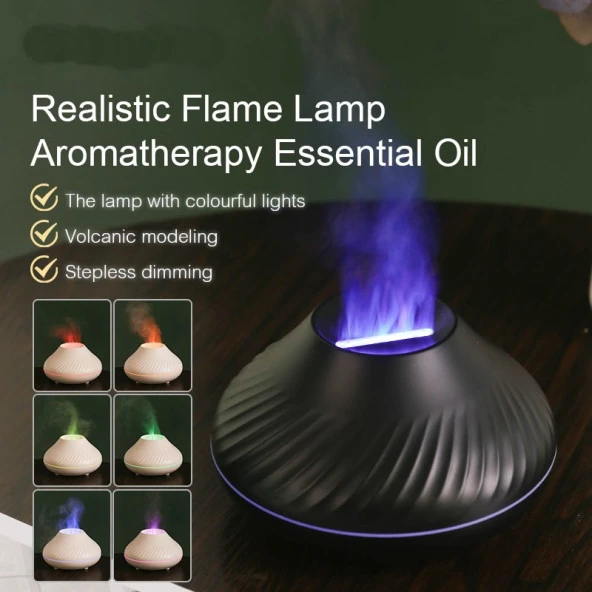 Aroma Difüzör Gece Işığı 3D Volkanik Alev Nemlendirici Buhar Makinesi 130ML. ürün görseli 1