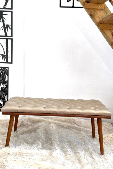 DTM HOME Bej Kapitone Bench Puf ürün görseli 1