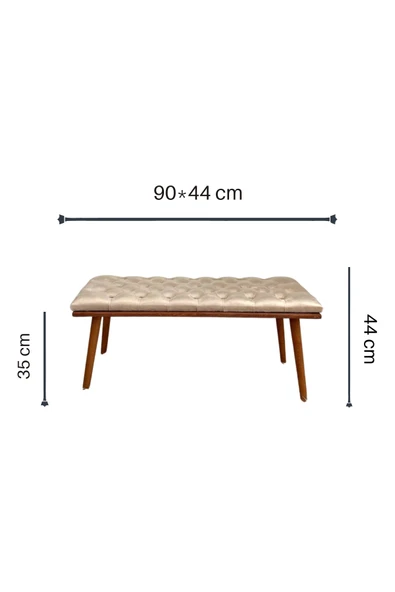 DTM HOME Bej Kapitone Bench Puf - Resim 2