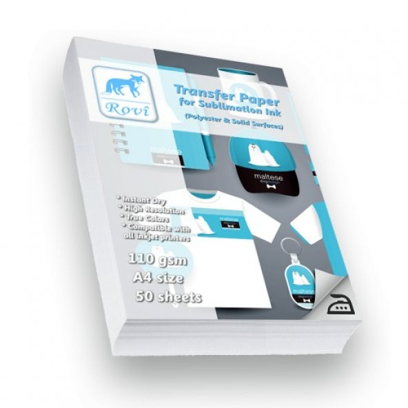 Rovi Transfer Kağıdı (Polyester/Seramik/Metal) - 100gsm - 50yp - A4 ürün görseli 1