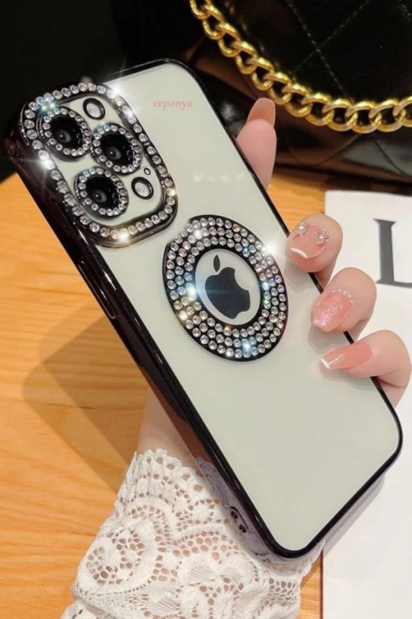 Apple iPhone 12 Pro Kılıf Şeffaf Lüx Taşlı Süslemeli Kamera Korumalı Silikon ürün görseli 1