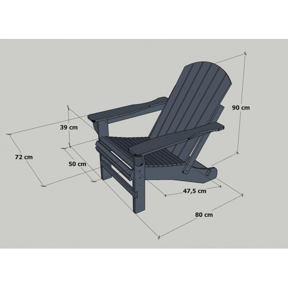 MANDU Adirondack (Ahşap Bahçe Sandalyesi) Gri - Resim 9