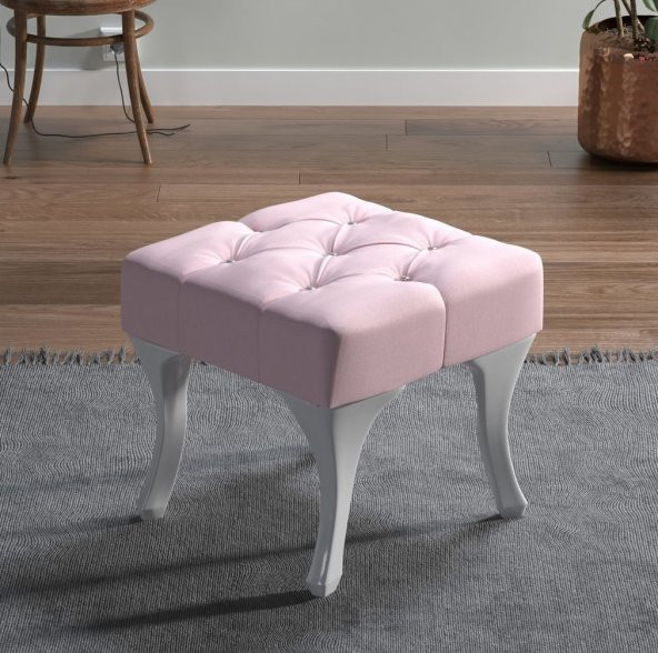 ÜNÜVAR KONSEPT Puf & Benç 45*45-Pls Ayak Silenebilir Kumaş Pembe ürün görseli 1