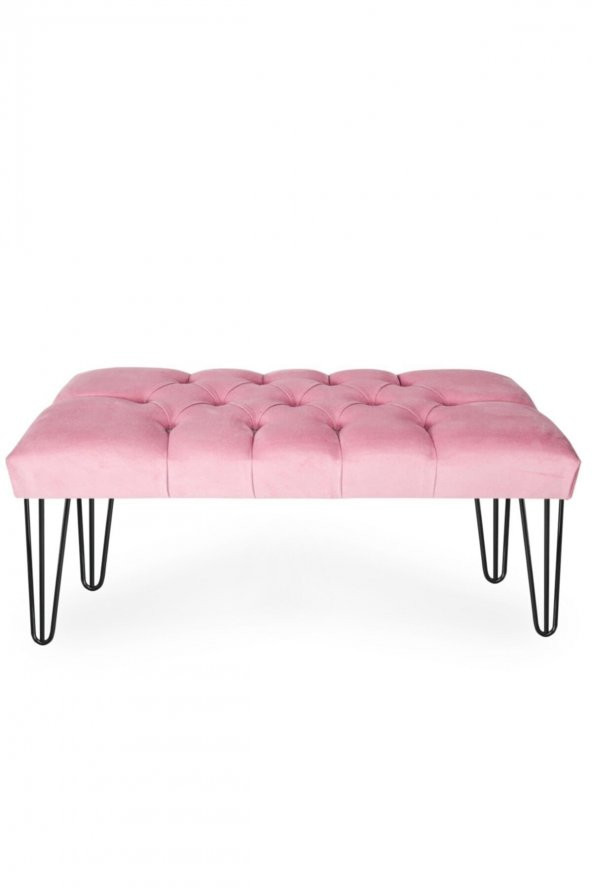 ÜNÜVAR KONSEPT Puf & Benç 45*90-Metal Siyah Ayak Silenebilir Kumaş Pembe K1 ürün görseli 1