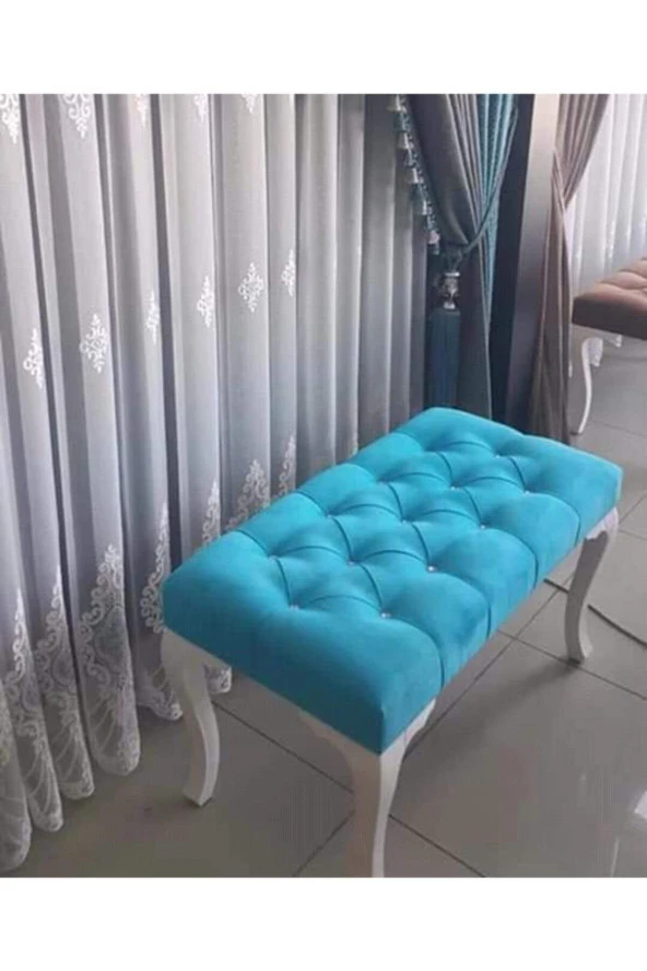 ÜNÜVAR KONSEPT Puf & Benç 45*90-Pls Ayak Silenebilir Kumaş Turkuaz K1 ürün görseli 1