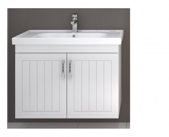Turkuaz Frame Etajerli Lavabo 80*45 cm ve Lotus 80 Alt Modülü ürün görseli 1