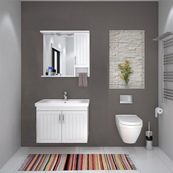 Denko Lotus 80 cm MDF, Lake Banyo Dolabı Takımı ürün görseli 1