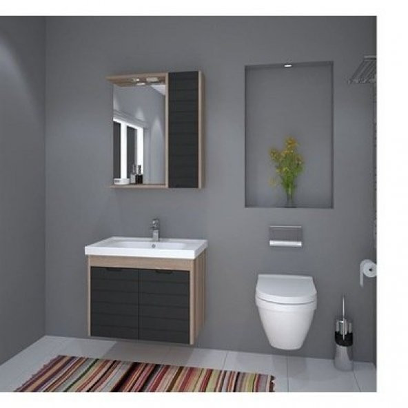 Denko Mostar 70 cm MDF Üzeri Lake Banyo Dolabı Takımı ürün görseli 1