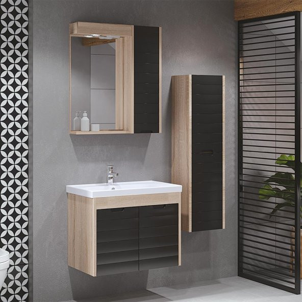 Denko Mostar 70 cm Banyo Dolabı Takımı ve Boy Dolabı ürün görseli 1