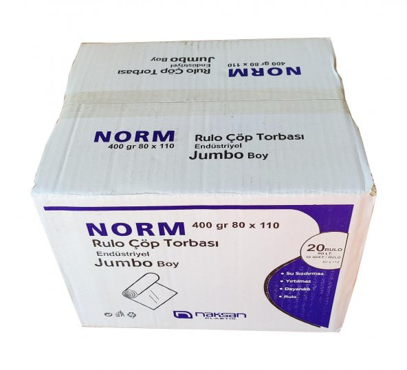 Norm Endüstriyel Jumbo Çöp Torbası Poşeti - 2 Kat - Siyah - 400 Gr. - 80 x 110 Cm. / Koli ürün görseli 1