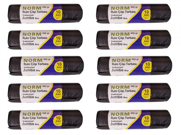 Norm Endüstriyel Jumbo Çöp Torbası Poşeti - 2 Kat - Siyah - 400 Gr. - 80 x 110 Cm. / 10 Rulo ürün görseli 1