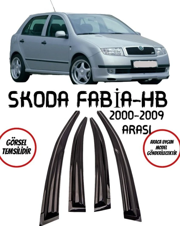 Skoda Fabia Mügen Cam Rüzgarlığı Hb 2000-2009 Arası 4 Lü Set ürün görseli 1